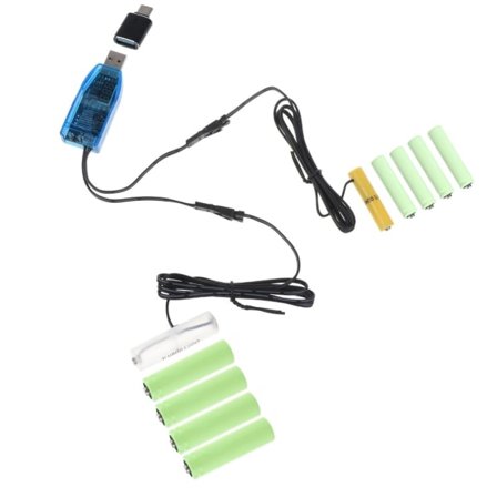 USB till 1V-24V Justerbar Strömförsörjning AA+AAA Dummy Batteri Ersättning för 1-8 st AA AAA Batterier Typ C Modell