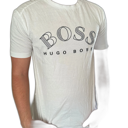 Vit Hugo Boss t-shirt med tryck