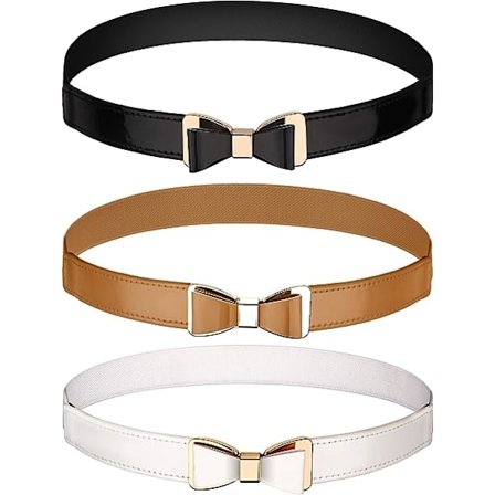 3 stk. Dame Slank Tynn Midjebelte Elastisk Sløyfebelte Til Kjole, 3