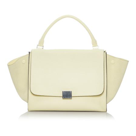 Celine Vintage Pre-owned Trapeze Leather Satchel , Wit , Dames , Maat: ONE Size Vintage Tassen