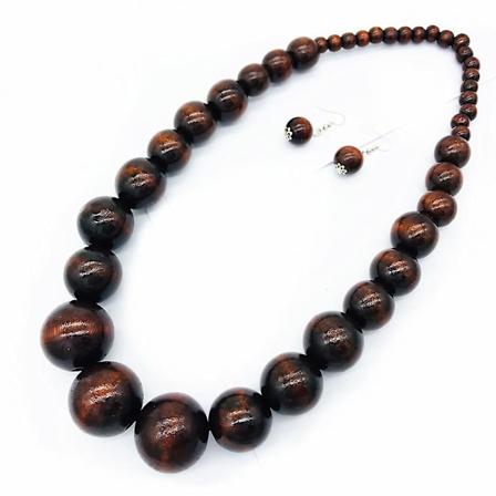 Kvinnors halsband set etnisk färgglad träpärla kedja kvinnors halsband för födelsedagspresent flerfärgad valfri [GGL] brown