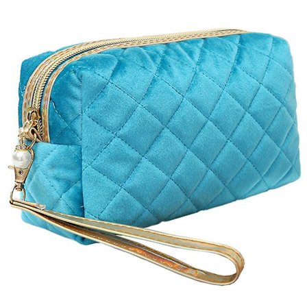 Temperament Retro Hong Kong Style Kosmetikkveske Med Perle, Laget Av Gullfløyel Sømmer