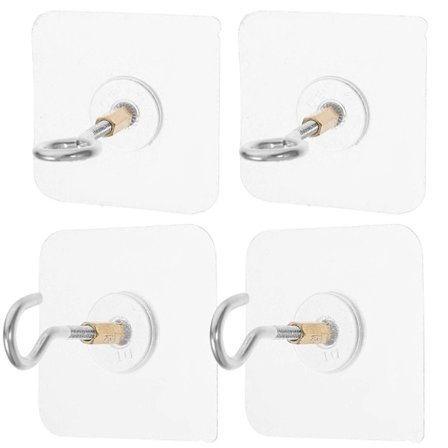 4 stk. Selvklæbende Loftkroge Kraftige Loftkroge til Hængende Planter Klæbende Lofthængere Fastgøres På Kroge til Lamper Vindspil Lanterne [DB] Multi 