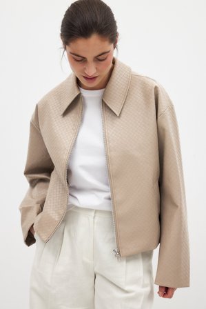 NA-KD Veste tressée en similicuir - Vestes en similicuir - Beige - EU 32