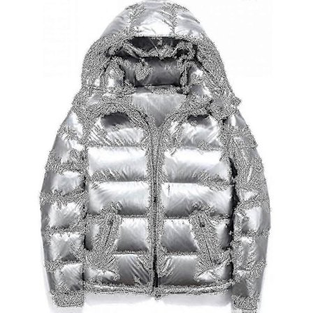 Blank Skinnende Dunjakke Menn Vinterjakke Stående Krage Dunjakke Med Hetter