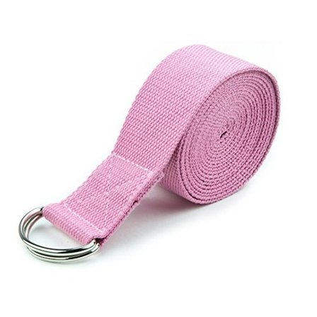 Yoga strop 2,5 m – E-bog inklusive yogastrop med tyk bomuld anti-ring pink