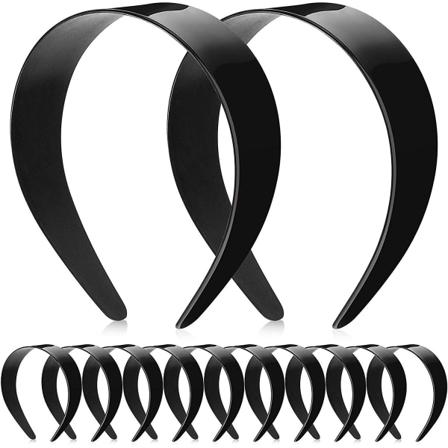 Muovista valmistettu leve ja kova hiuspanta, yksinkertainen hiuspanta, musta, 12 kpl, 2 tuumaa (d-583-a)