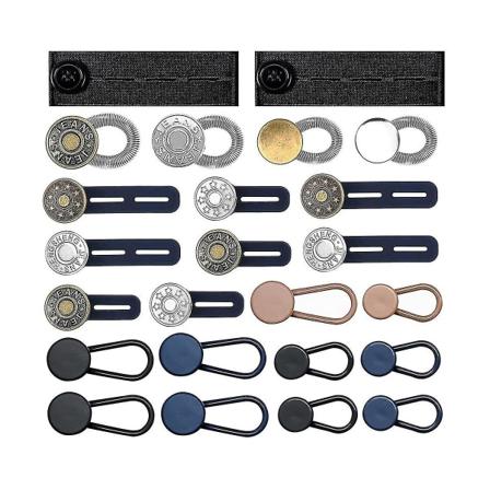 Knapperforlengere for jeans, 6 størrelser bukser knapplinningforlenger, fleksibel justerbar elastisk midje As Shown