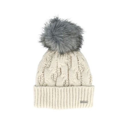 Columbia - Beige pom Beanie - Boundless Days Cable Knit Beanie Dark Stone Pom @ Hatstore