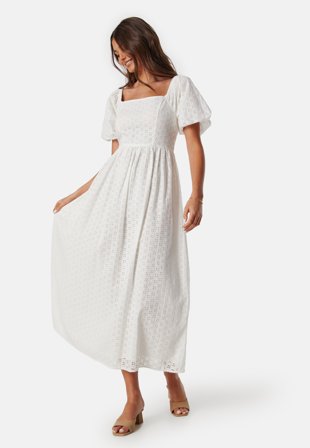 SELECTED FEMME - Slfanelli On Off Ankle Dress - Snow White - Kläder - - Bubbleroom