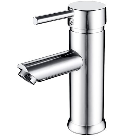 Modern Mässingskropp Enkelhandtags Blandare för Badrum Handfat Justerbar Varm- och Kallvattenblandare med Silver Krom Finish (Kort)