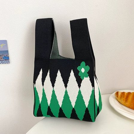 Stickad handväska med geometriska mönster, tygväska, presentpåse, damhandväska, hundra clutch handväska