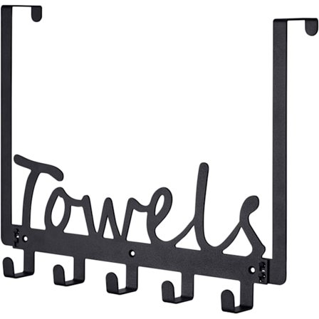 Over The Door Kroge, Håndklædeholder til Badeværelse, Over Door Hanger med 5 Kroge, Metal Håndklædekroge