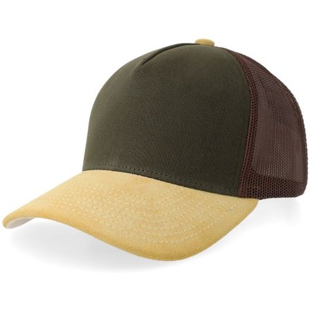 Equip - Grön Keps - Olive Canvas/Sand Suede A-frame Trucker @ Hatstore