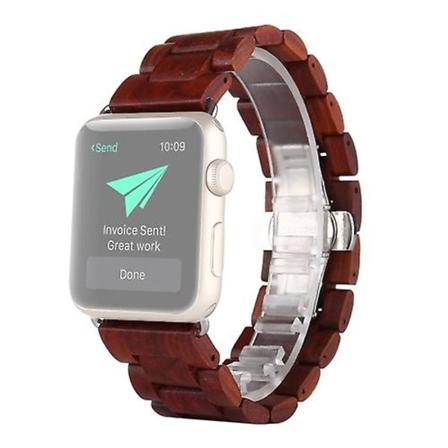 Ersättningsarmband av trä för Apple Watch Wine Red 42mm 44mm 45mm