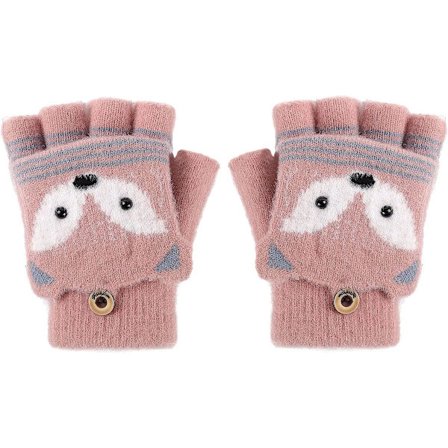 Handsker med knapper, fingerløse børnehandsker, vinter, varme strikkede handsker, plysfor