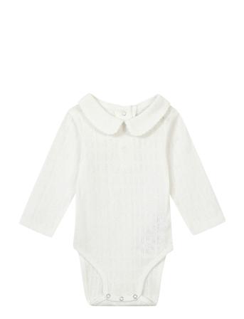 Blomet Ls Pointelle/Gots Bodies Long-sleeved Hvit Maison Labiche Paris*Betinget Tilbud