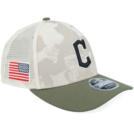 New Era - MLB Camo trucker Keps - Cleveland Guardians MLB Armed Forces Day 9FORTY Mc Stone/Olive A-frame Trucker @ Hatstore