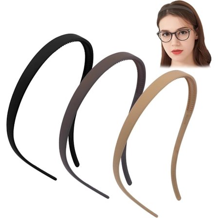 3-pakks pannebånd Pannebånd for kvinner Tynne pannebånd for kvinner Tenåringsjenter Lettvekts matte hårtilbehør Integrert anti-skli klips Svart Brun