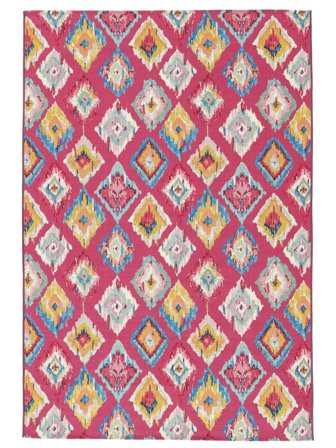 Alfombra Para Interiores/Exteriores Lavable Kirra Ikat - Rosa/Multicolor 160X230 En Estilo Moderno