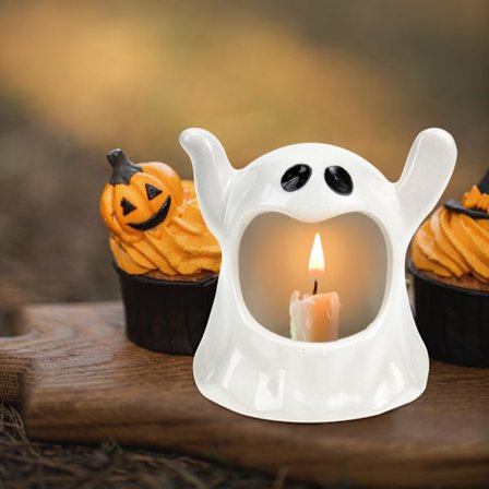 Halloween spöke ljusstake, spöke ljusstake dekoration keramik Halloween ljusstake söt önskande spöke ljusstake lämplig för bord ce