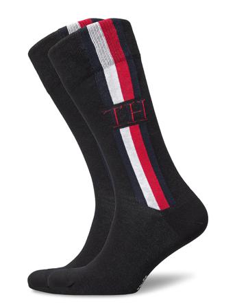 Th Men Sock 2P Iconic Stripe Underwear Socks Regular Socks Musta Tommy Hilfiger
