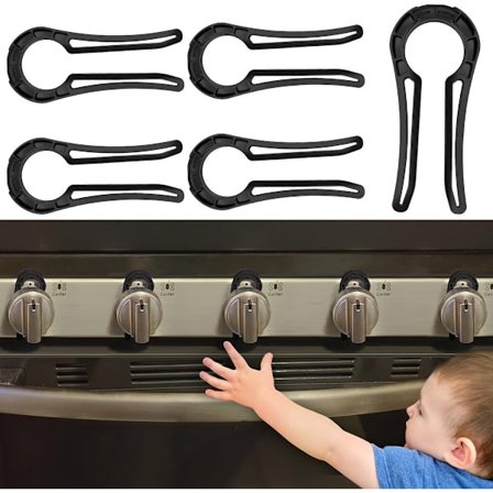 Gaskomfur Knaplås - 5 Stykker - Børnelås - Børnesikre Ovnlåse - Til Børn & Kæledyr