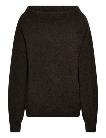 Weekday Off Shoulder Sweater - Brown - L