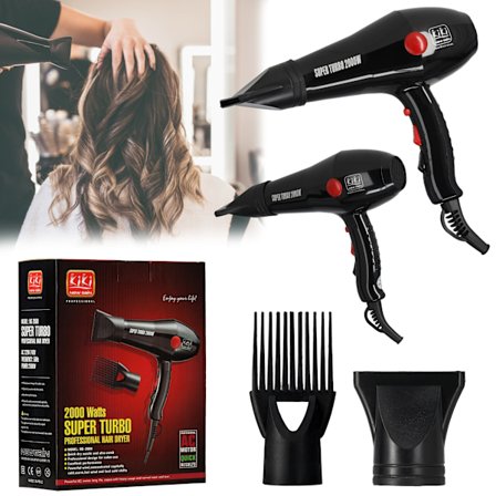 Professionell temperaturkontrollerad hårtork 2000W + 1 munstycke