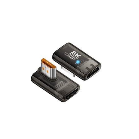 8K@60Hz HDMI 2.1 adapter UHD hun til han 90 graders venstrevinklet stik til PC og skærm - 3-pak Black