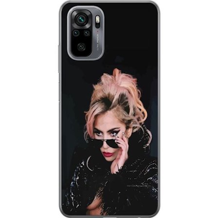 Yhteensopiva Puhelinkuori Xiaomi Redmi Note 10S Lady Gagan muotokuva aurinkolaseilla ja dramaattisella meikillä tummassa glamuurityylissä