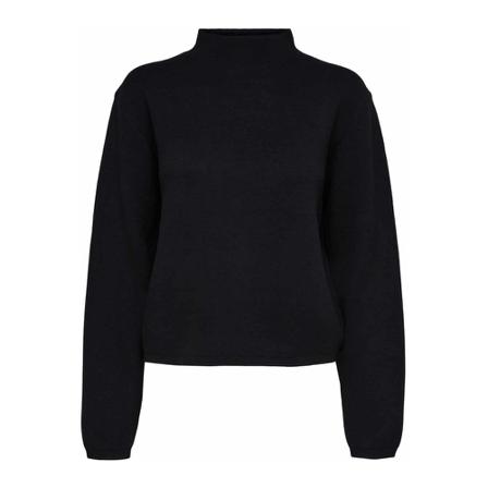 Selected Femme Merle cali ls knit highneck Sort, Dame Rullekraver