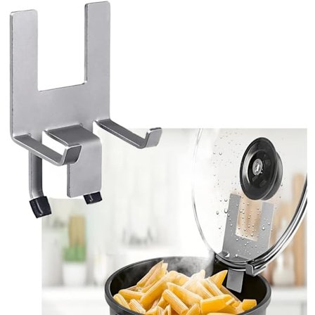 Rustfritt stativ for grytelokk, lokkholder for gryter og panner, sølebeskyttelse, for ren arbeidsflate