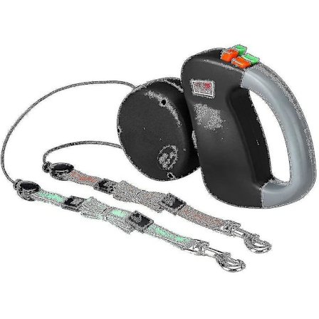 Dobbelt Hundesnor, Rulleline til Hunde Dobbelt Snor til To Hunde Hundesnor 2 Hunde Dobbelt Snor, sort