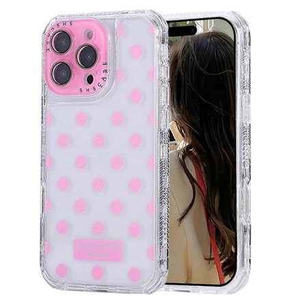 Skal för iPhone 16 Pro Max Prickigt Mönster PC+TPU Telefonskal med Linsskydd