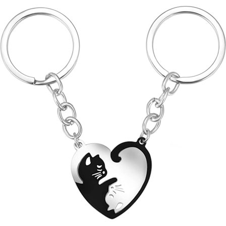 Par nøglering, hjerteformet kattekæreste nøglering jubilæum fri