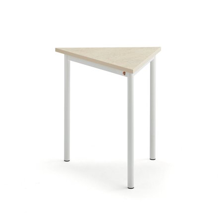 Tisch SONITUS TRIANGEL, 800x700x720 mm, Linoleum beige, weiß