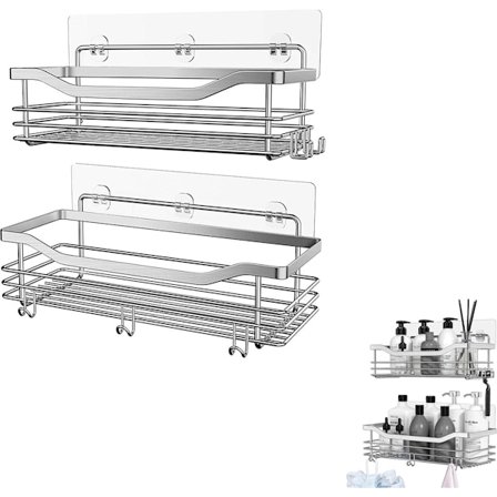 Dusjhylle - 2 lag - Veggmontert dusjhylle - Baderomshylle - Oppbevaring