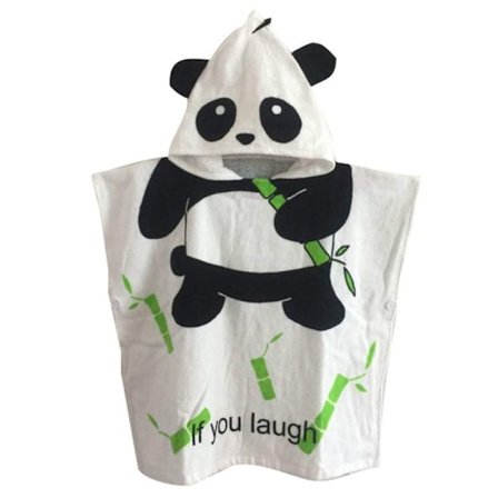 Barn Poncho med Huva i Bomull - Panda