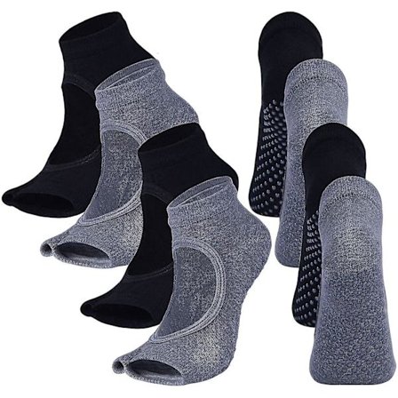 Fong 2 Pairs Open Toe Yoga Socks For Women Non Slip Grip Sock For Pilates Sports