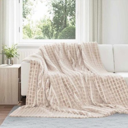 Täckning - täcke - pläd Vidaxl Beige överkast 270 x 240 cm Toison