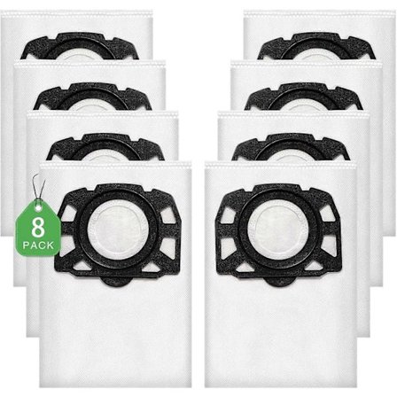 8-pakning KFI 357 støvsugerposer kompatible med Kärcher WD 2 Plus, WD 3, WD 3 Battery, KWD 1, KWD 2, KWD 3, MV 3, WD 3.200 -Yx