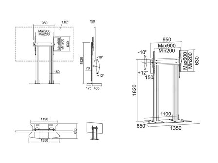 Multibrackets M Ceiling Mount Pro - monteringskomponent - for LCD-skjerm - svart