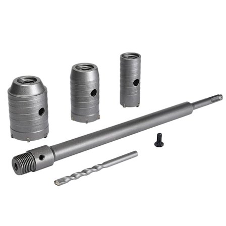 Hulsav, Ø30mm, 40mm, 50mm Hulsavsæt, Betonhulsav 350mm SDS Plus forlængerskaft Wolframcarbidspids