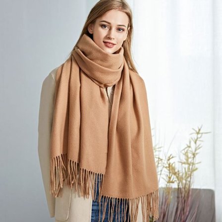 Ensfarget skjerf Kvinners høst og vinter fortykket sjal To-formåls allsidig skjerf