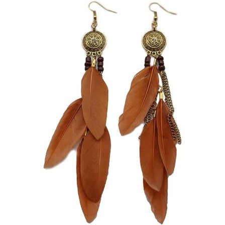 Bohemiska Droppörhängen med Fransar och Fjädrar, Zirkon, för Kvinnor och Flickor, Semester- och Födelsedagspresenter