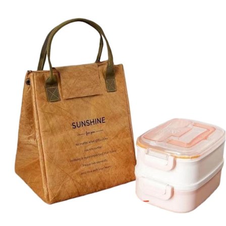 DuPont Paper eristetty lounaskassi - Tyvek folio-vuori kevyt termokassi, 21x20x18cm Brown