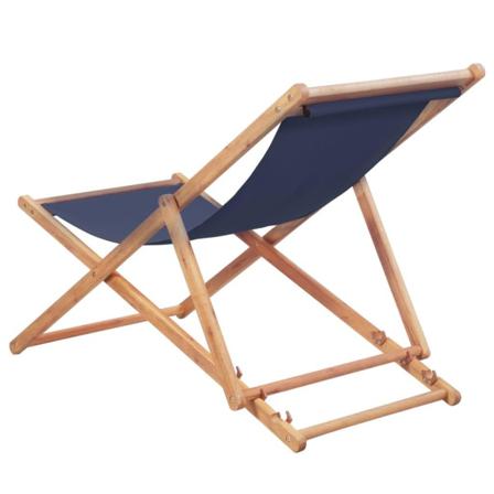 Vidaxl Hopfällbar Strandstol Tyg Och Träram Blå Blå