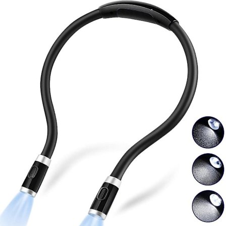Oppladbar LED-boklys, nakkeklem leselys for lesing