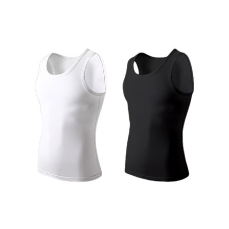 2-pack herr Cool Dry kompressionslinne utan ärm, sport löpning basket träning baslager vit